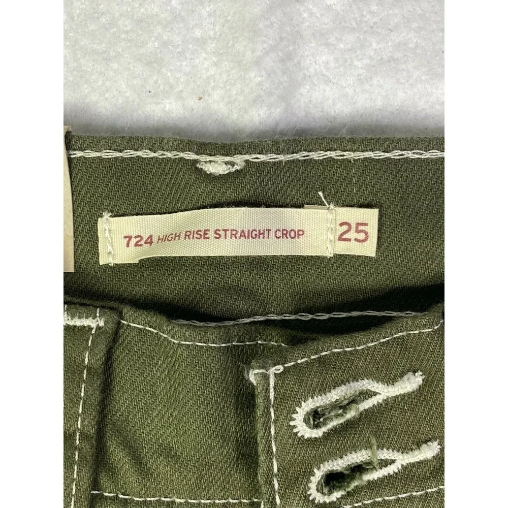 Levi's 724 High Rise Carpenter Cropped Straight Leg Olive Night Women's Jeans SZ